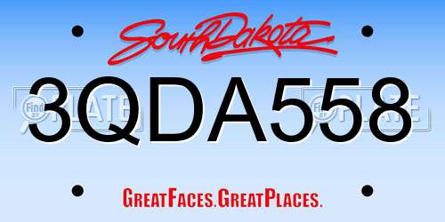 3QDA558 South Dakota License Plate