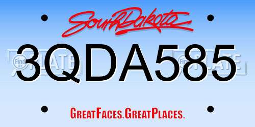3QDA585 South Dakota License Plate
