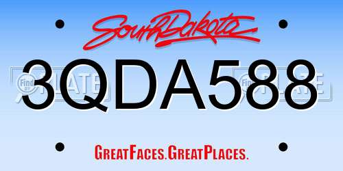 3QDA588 South Dakota License Plate