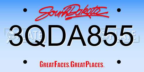 3QDA855 South Dakota License Plate