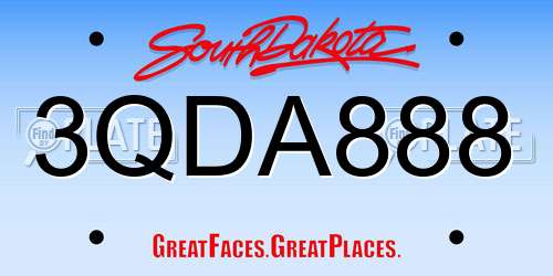 3QDA888 South Dakota License Plate