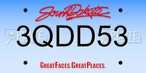 3QDD53 South Dakota License Plate