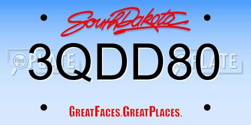 3QDD80 South Dakota License Plate