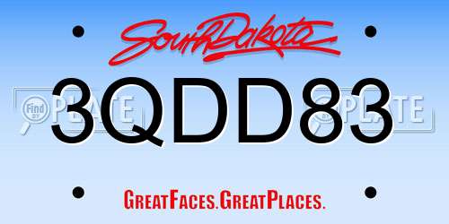 3QDD83 South Dakota License Plate