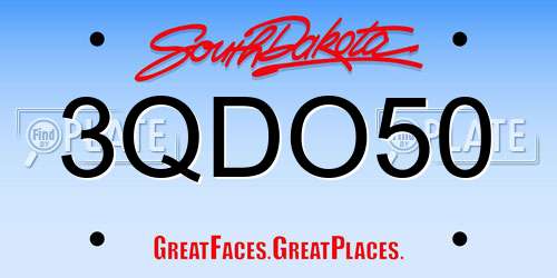 3QDO50 South Dakota License Plate