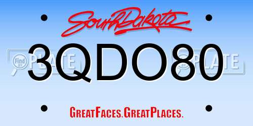 3QDO80 South Dakota License Plate