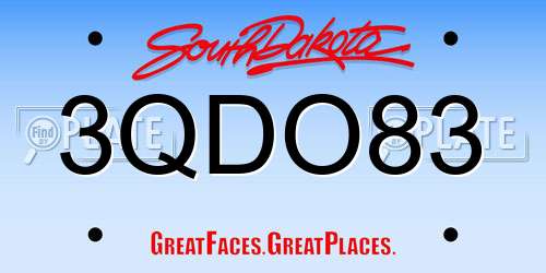 3QDO83 South Dakota License Plate