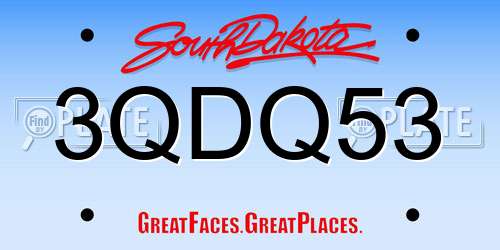 3QDQ53 South Dakota License Plate