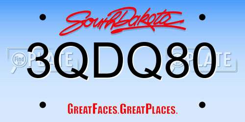 3QDQ80 South Dakota License Plate
