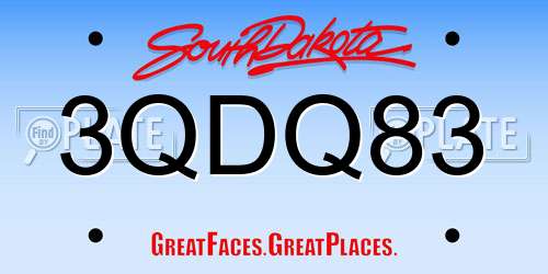 3QDQ83 South Dakota License Plate