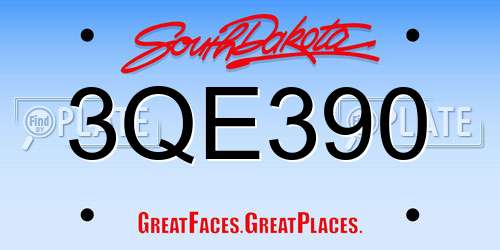 3QE390 South Dakota License Plate