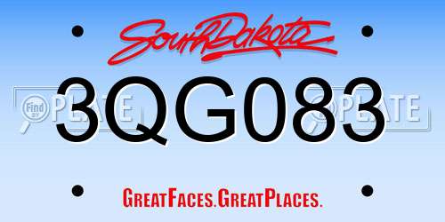 3QG083 South Dakota License Plate