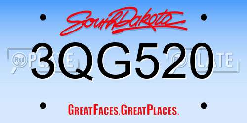 3QG520 South Dakota License Plate