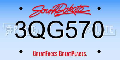 3QG570 South Dakota License Plate