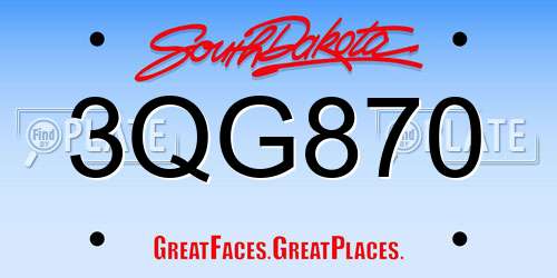 3QG870 South Dakota License Plate