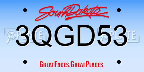3QGD53 South Dakota License Plate