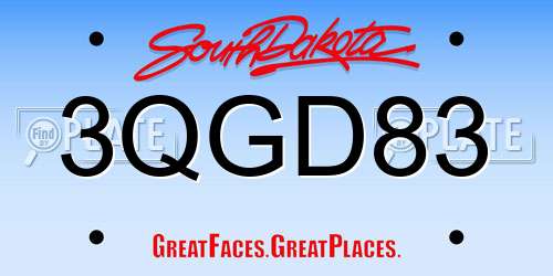 3QGD83 South Dakota License Plate