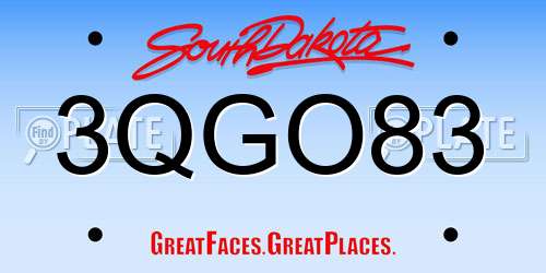 3QGO83 South Dakota License Plate