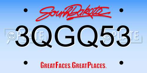 3QGQ53 South Dakota License Plate