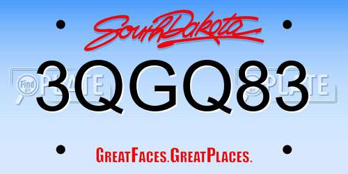 3QGQ83 South Dakota License Plate