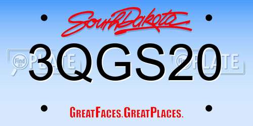 3QGS20 South Dakota License Plate