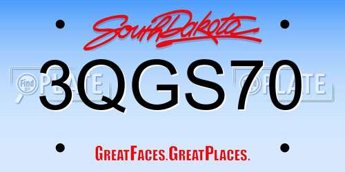3QGS70 South Dakota License Plate