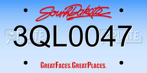 3QL0047 South Dakota License Plate