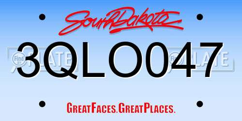 3QLO047 South Dakota License Plate