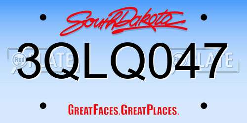 3QLQ047 South Dakota License Plate