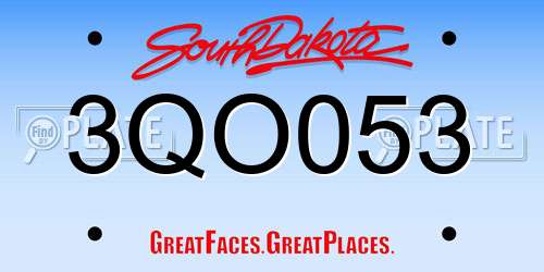 3QO053 South Dakota License Plate