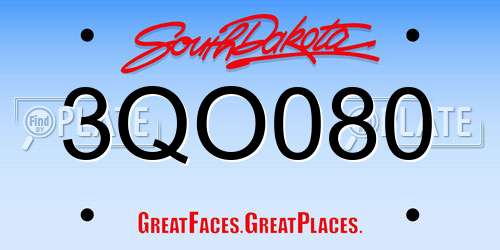3QO080 South Dakota License Plate
