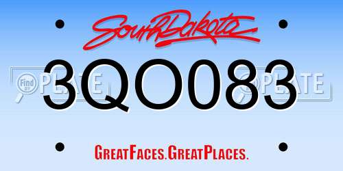 3QO083 South Dakota License Plate