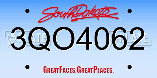3QO4062 South Dakota License Plate