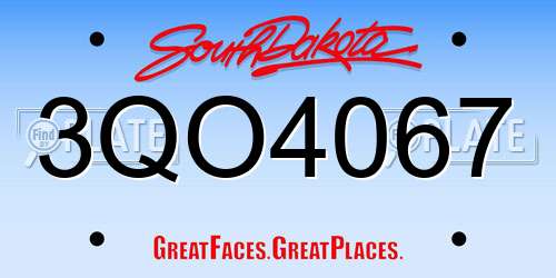 3QO4067 South Dakota License Plate