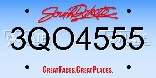 3QO4555 South Dakota License Plate