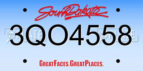 3QO4558 South Dakota License Plate
