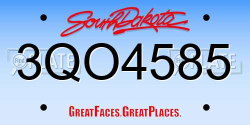 3QO4585 South Dakota License Plate