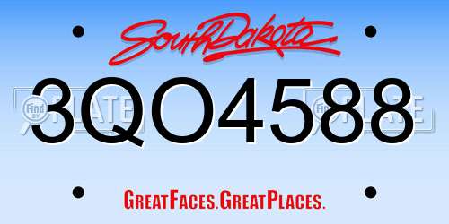 3QO4588 South Dakota License Plate