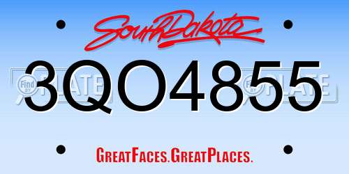 3QO4855 South Dakota License Plate
