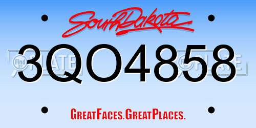 3QO4858 South Dakota License Plate