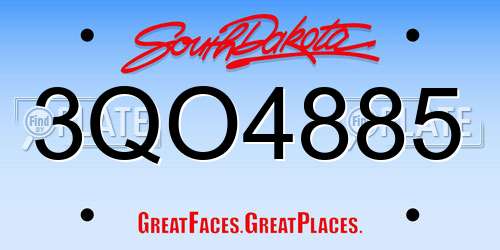 3QO4885 South Dakota License Plate