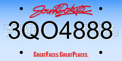 3QO4888 South Dakota License Plate