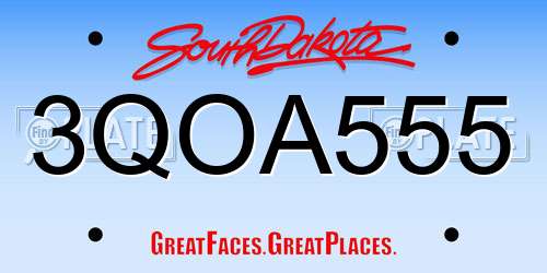 3QOA555 South Dakota License Plate