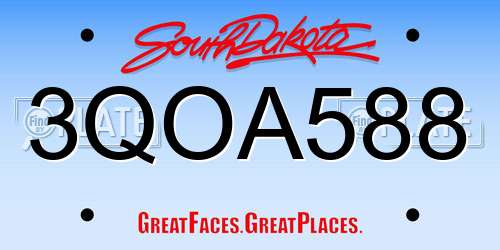 3QOA588 South Dakota License Plate