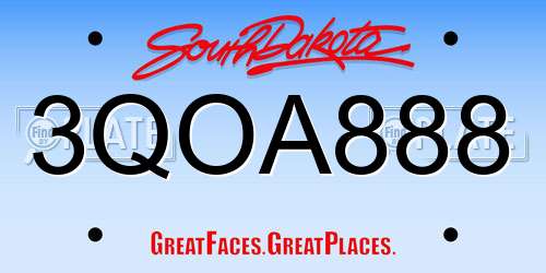 3QOA888 South Dakota License Plate