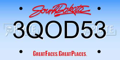 3QOD53 South Dakota License Plate