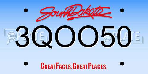 3QOO50 South Dakota License Plate