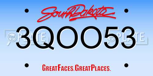 3QOO53 South Dakota License Plate