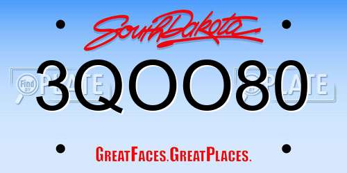 3QOO80 South Dakota License Plate