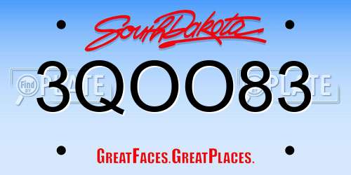 3QOO83 South Dakota License Plate